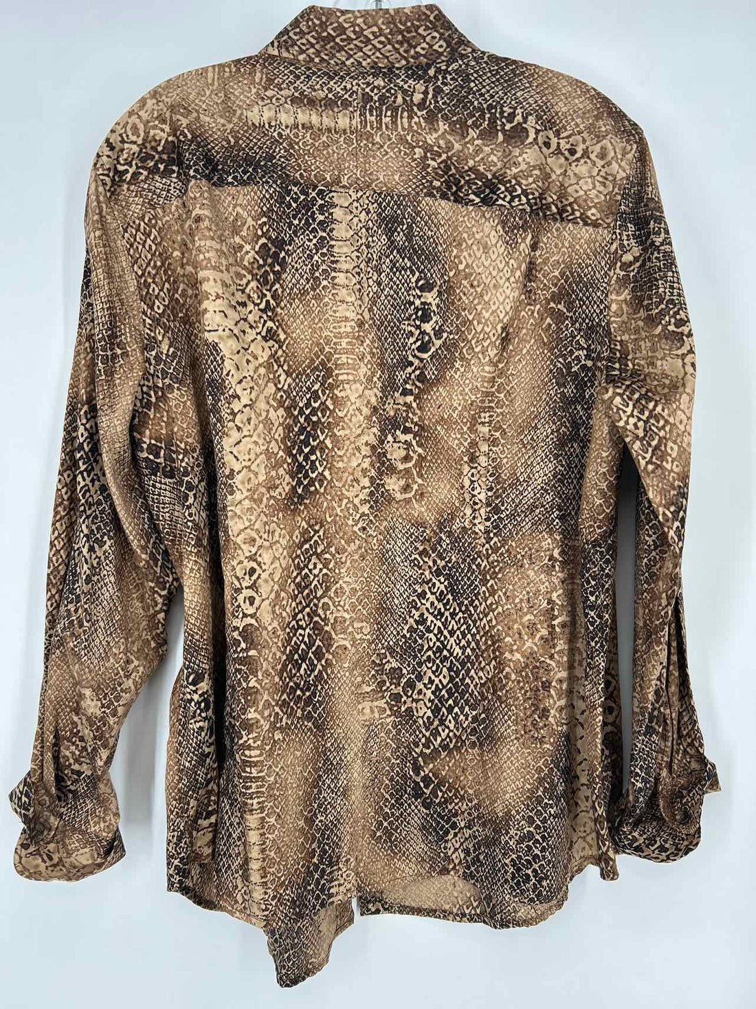 Lauren Ralph Lauren Size 1X Tan Print Long Sleeve Top/Blouse