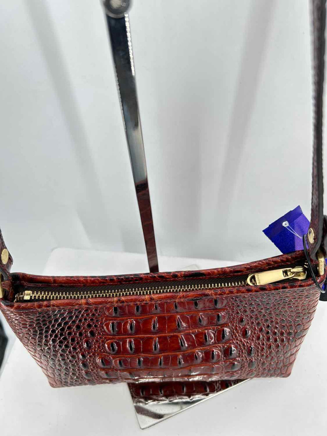 Brahmin Pecan Melbourne Croc Embossed Leather Shoulder