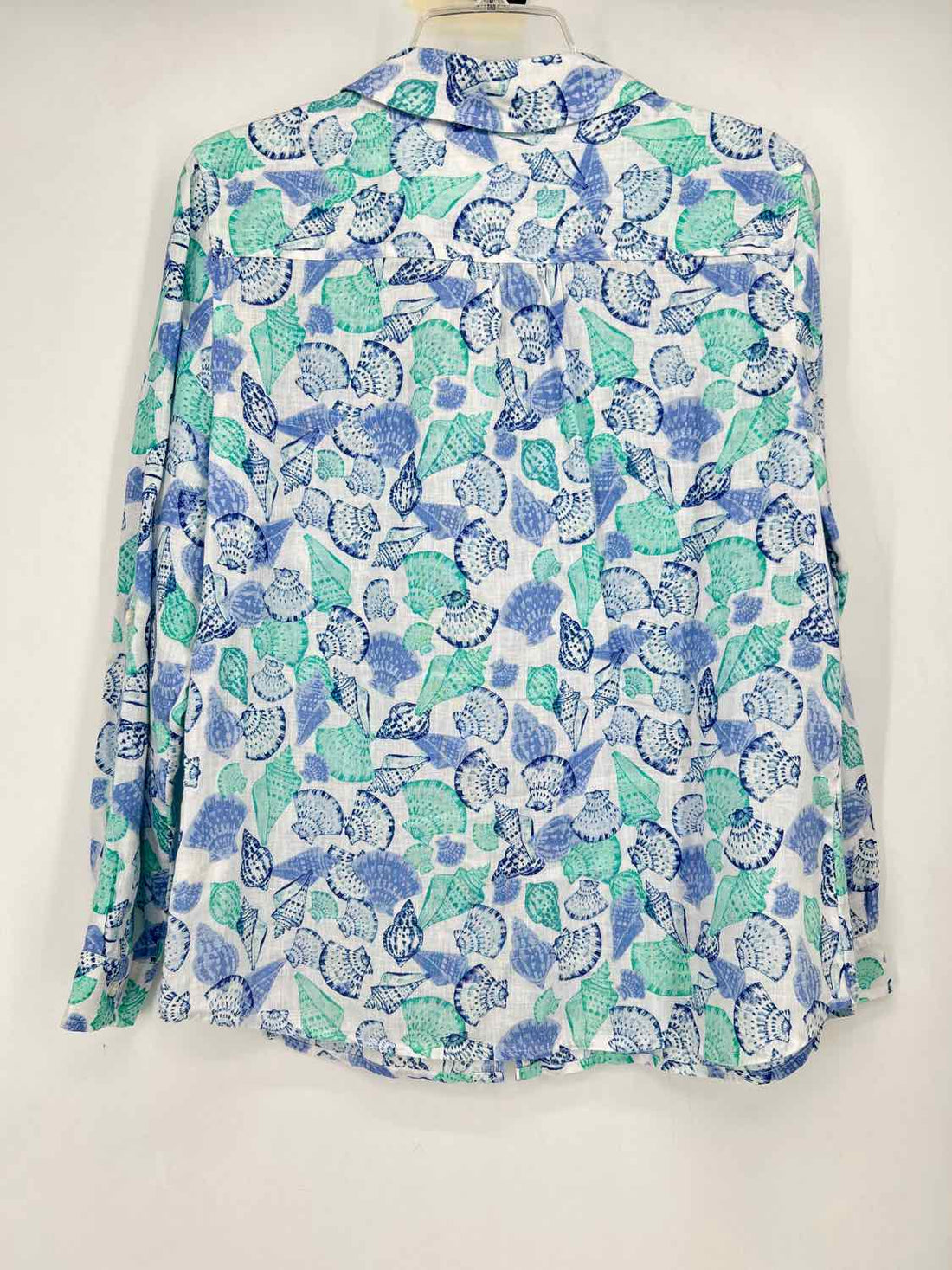 Charter Club Size LP White Shell Print Linen 100% Long Sleeve