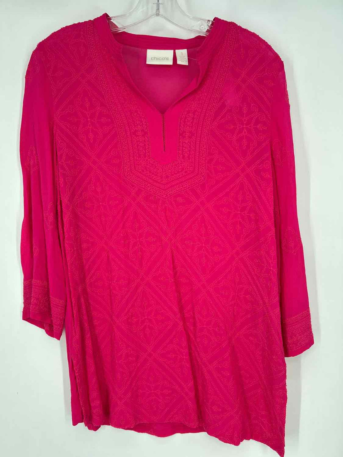 Chicos Size 1(M) Hot Pink Long Sleeve