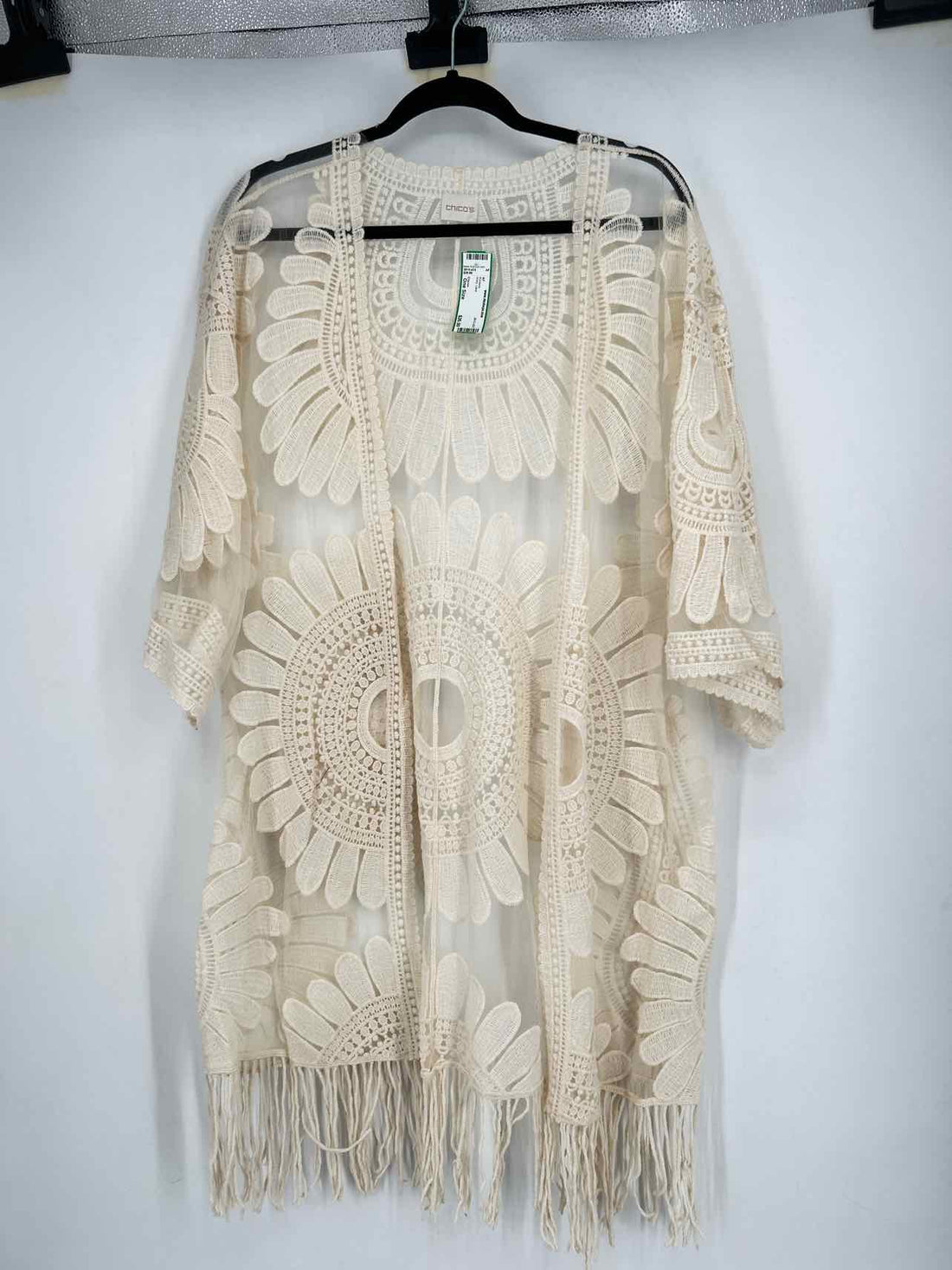 Chicos Size One Size Ivory Lace Kimono