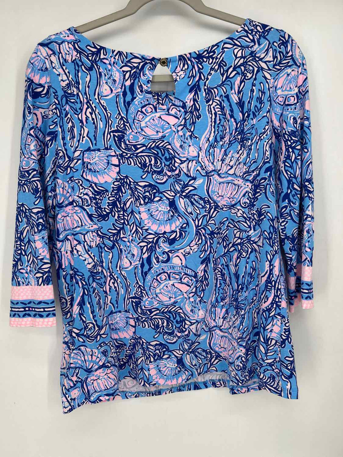 Lilly Pulitzer M Blue & Pink Print Long Sleeve Lilly Pulitzer Top