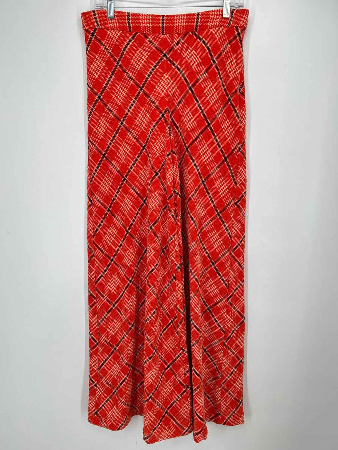 Free People Size M Orange Plaid Velvet Pants