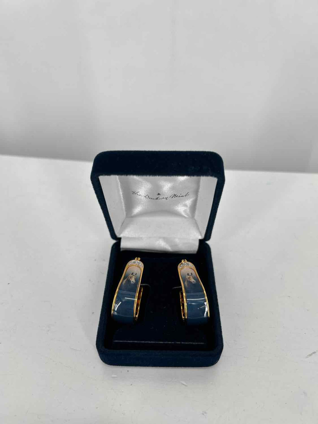 The Danbury Mint Enamel Rhinestone Blue Ombre Earrings