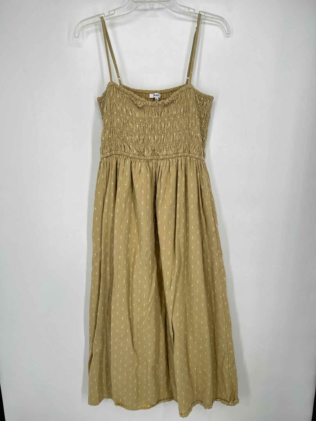 Madewell Size L Camel & White Sleeveless Dress