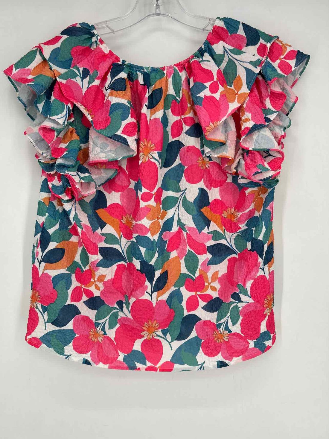 THML Size M White Floral Short Sleeve