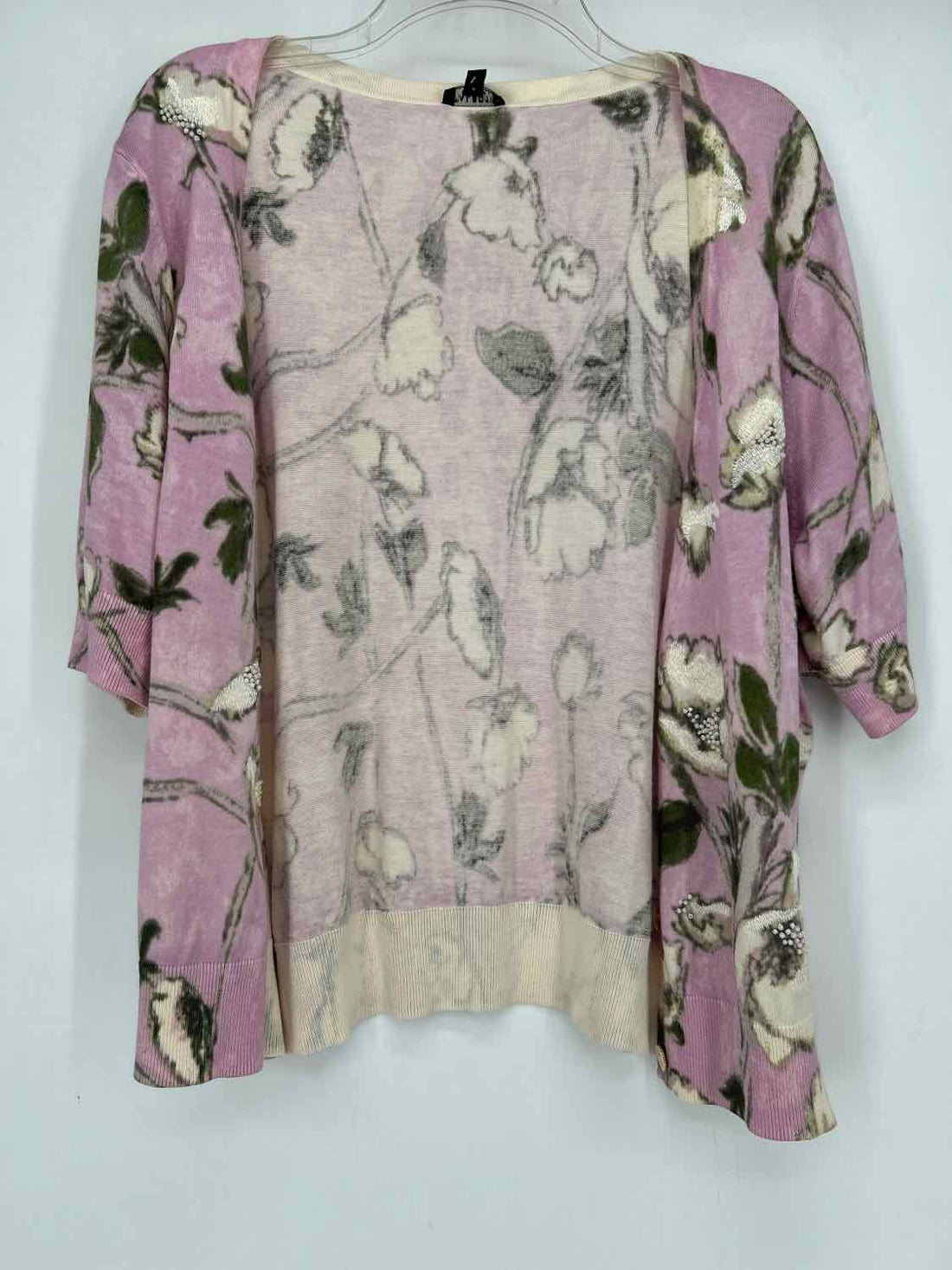 Talbots Size XL Lilac Print Short Sleeve Cardigan