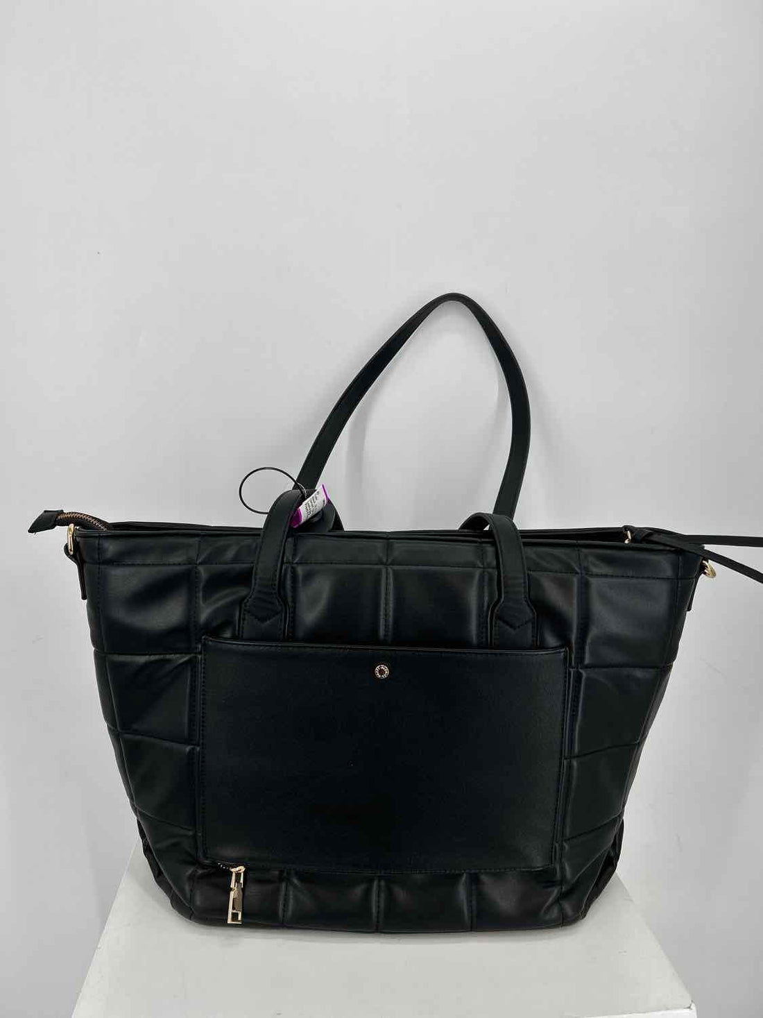 Poppy & Peonies Black Faux Leather Pre Owned Tote