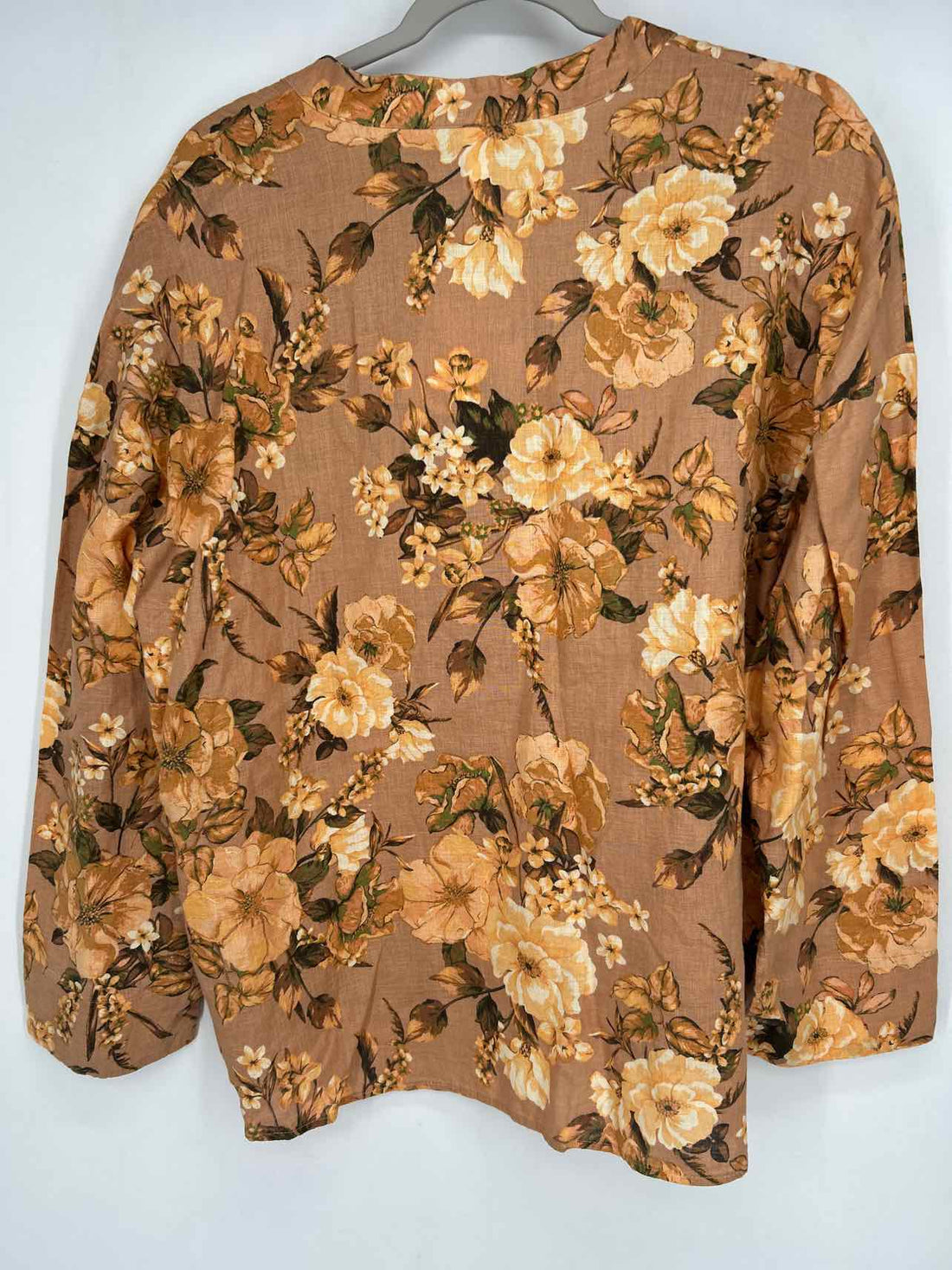 MNG Size M Tan Floral Linen NWT Long Sleeve