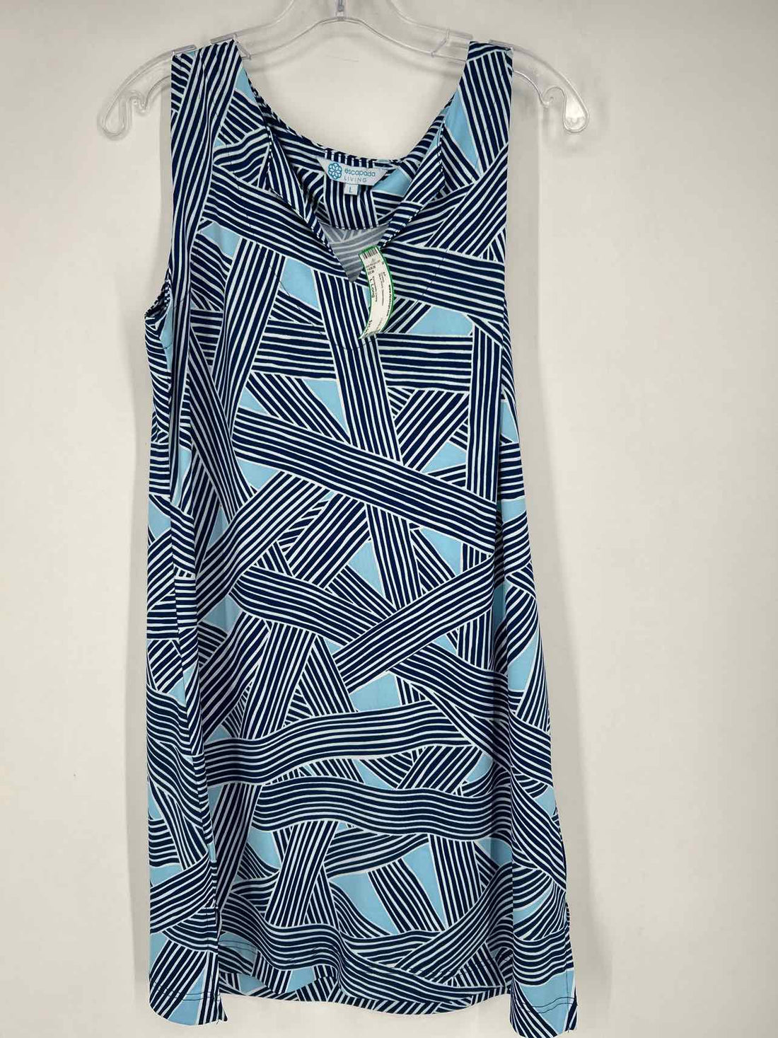 Escapada Living Size L Long Blue Print Sleeveless Dress