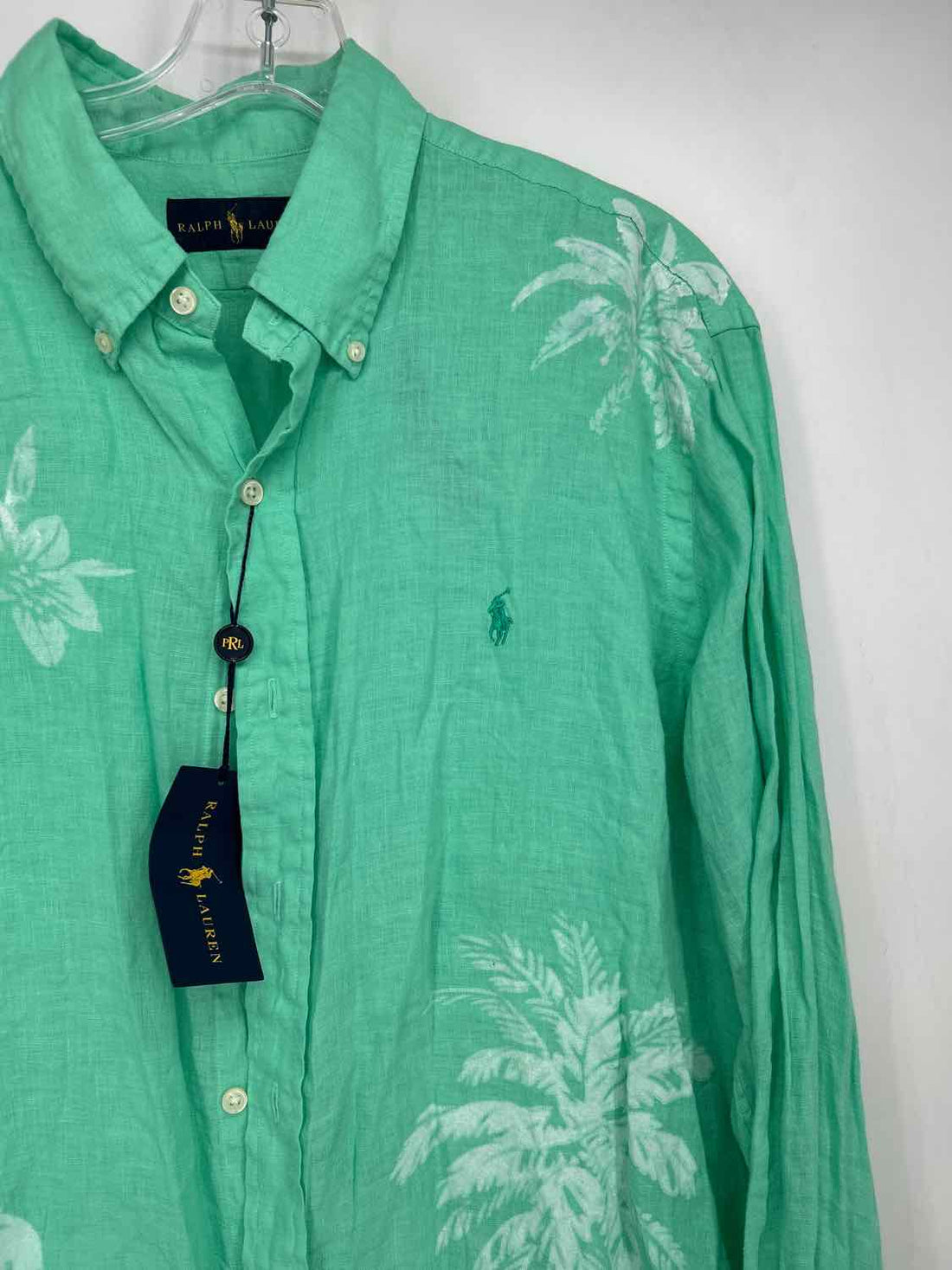 Ralph Lauren Size L Mint Green Linen 100% NWT Long Sleeve