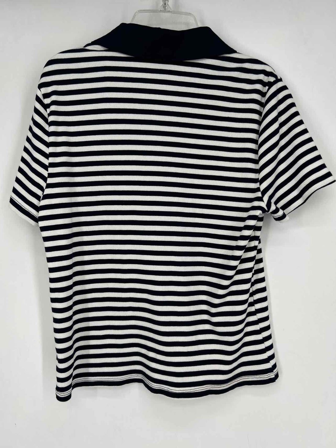 Bailey 44 Size L White & Navy Striped Short Sleeve