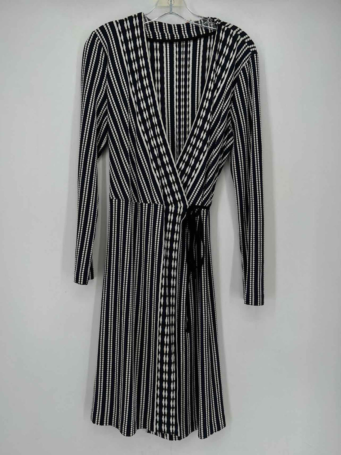 Tory Burch Size L Navy & Black Print Wrap Dress