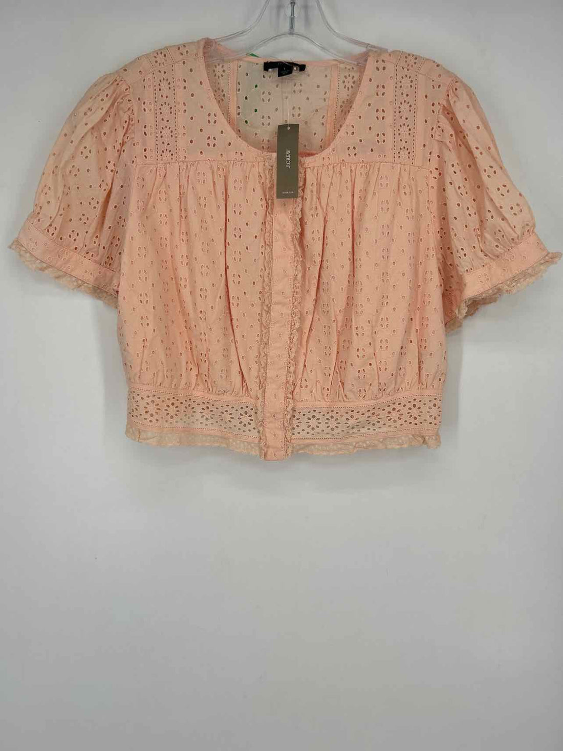 J Crew Size L Peach Eyelet NWT Short Sleeve