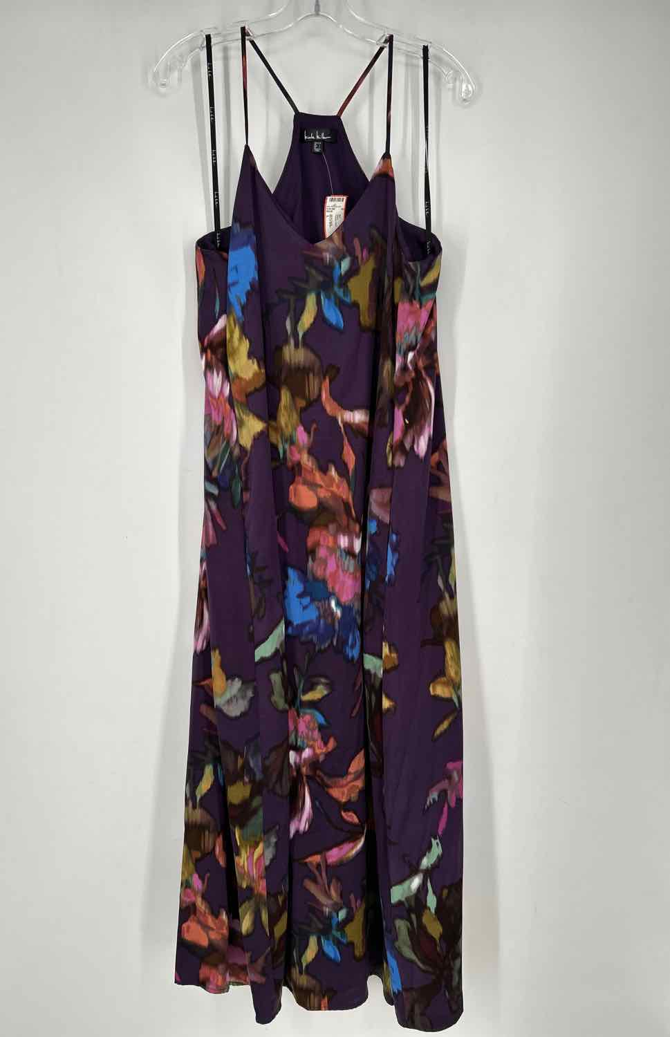 Nicole Miller Size L Purple Print Maxi