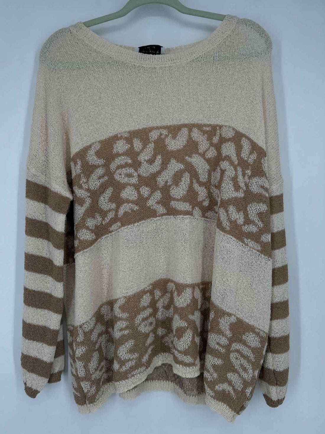 Pink Lilly Size XS Cream & Brown Stripes Sweater