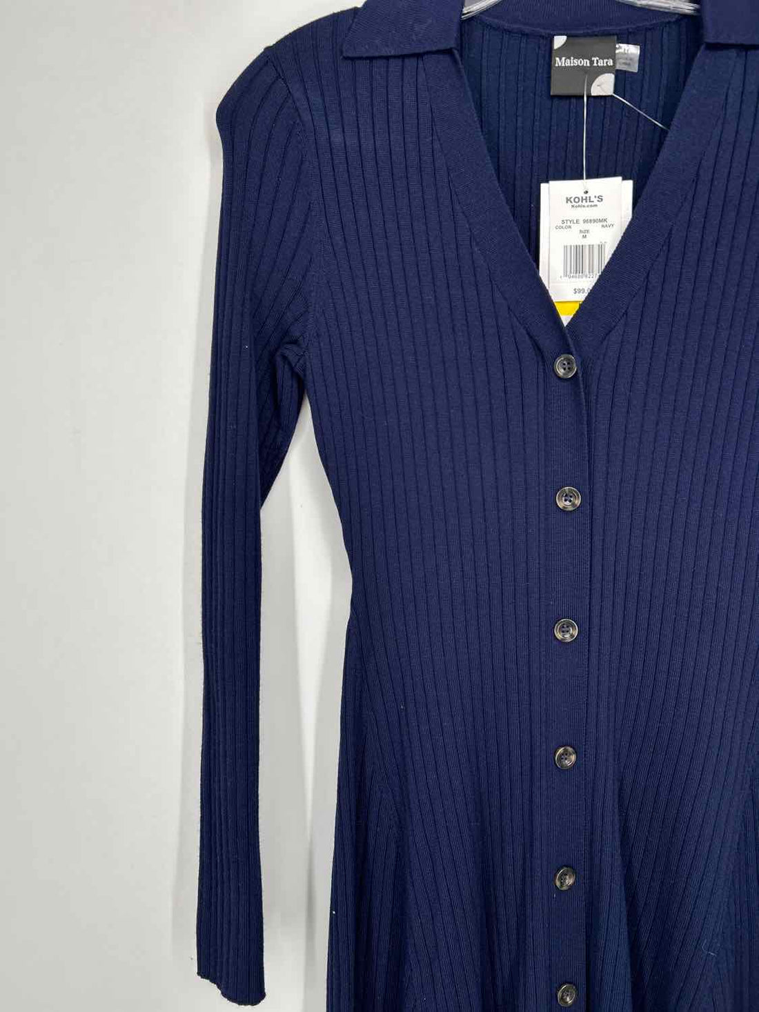 Maison Tara Size M Navy Long Sleeve Dress