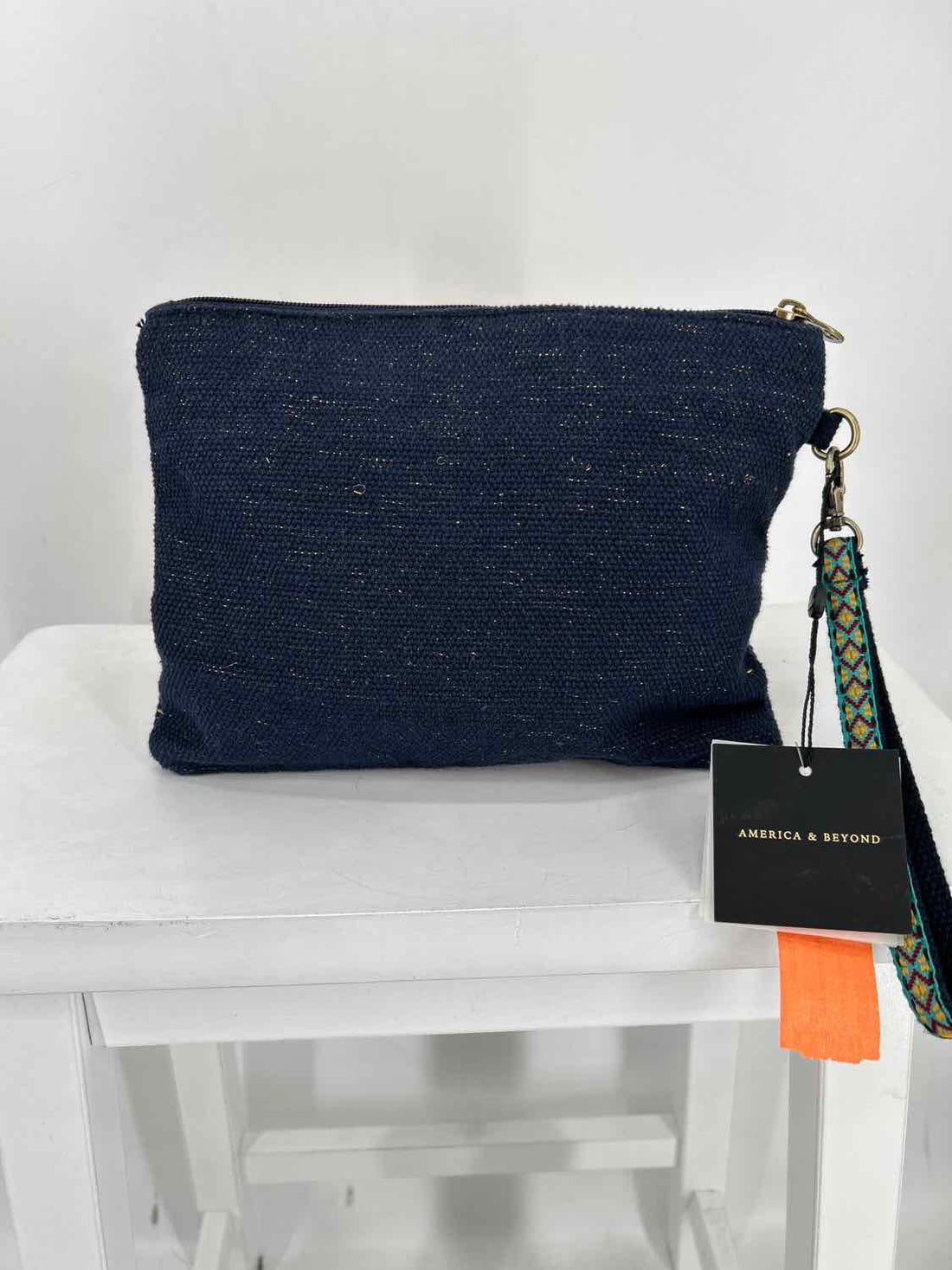 America & Beyond Navy Beaded NWT Wristlet Clutch