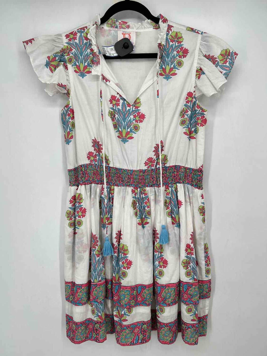 Victoria Dunn Size M White Print Short Sleeve Dress
