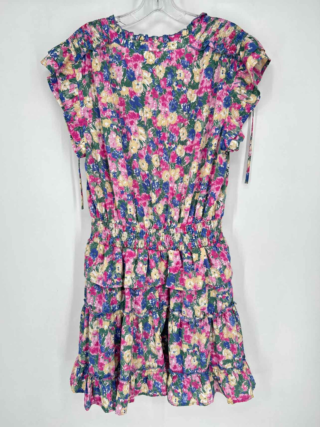 Entro Size M Blue & Pink Floral Short Sleeve Dress