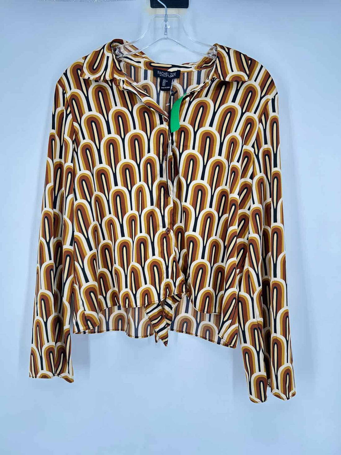 Rachel Zoe Size L Beige & Brown Long Sleeve
