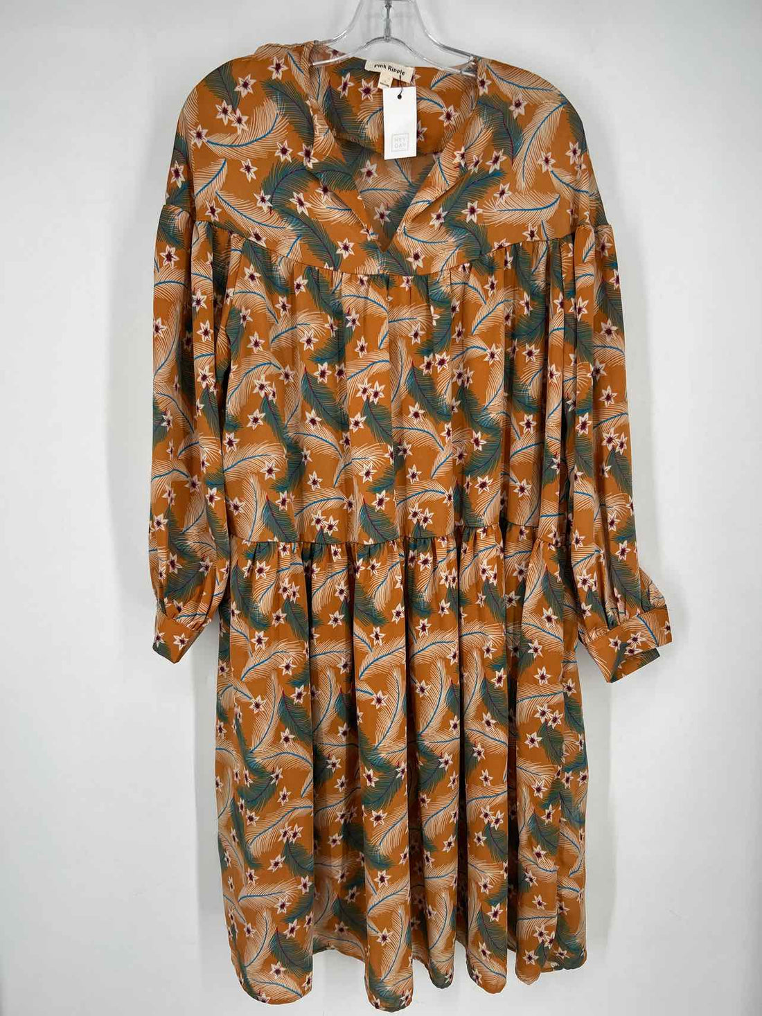 Pink Ripple Size L Orange Floral NWT Dress