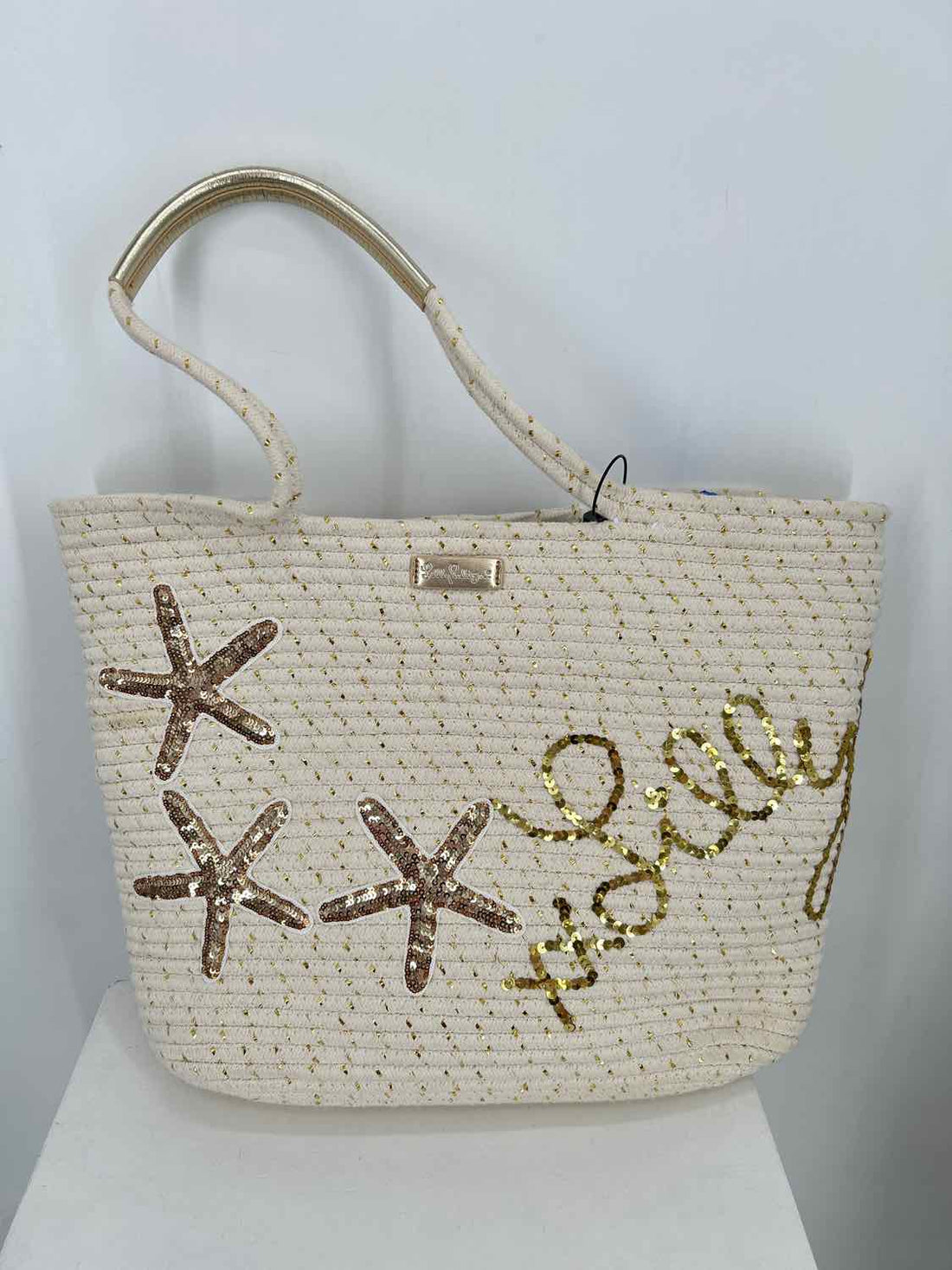 Lilly Pulitzer Cream & Gold Rope Tote