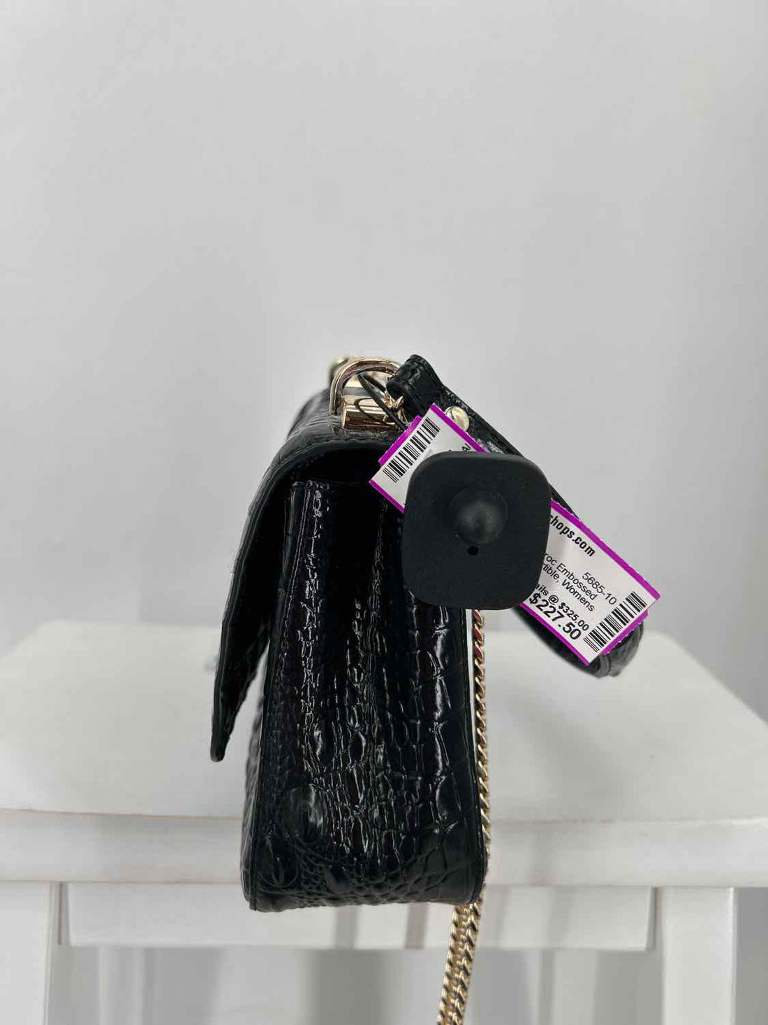 Brahmin Black & Gold Croc Embossed Leather Sold Out Shoulder