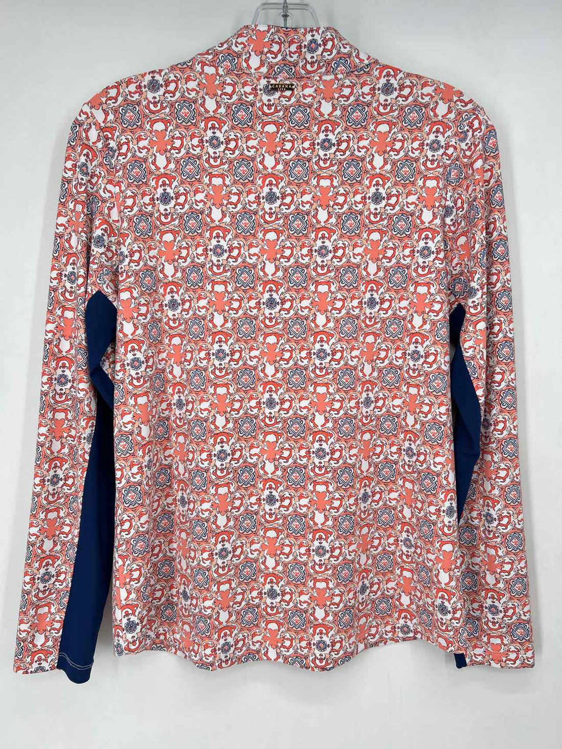 Cabana Life Size M White & Orange Print Long Sleeve