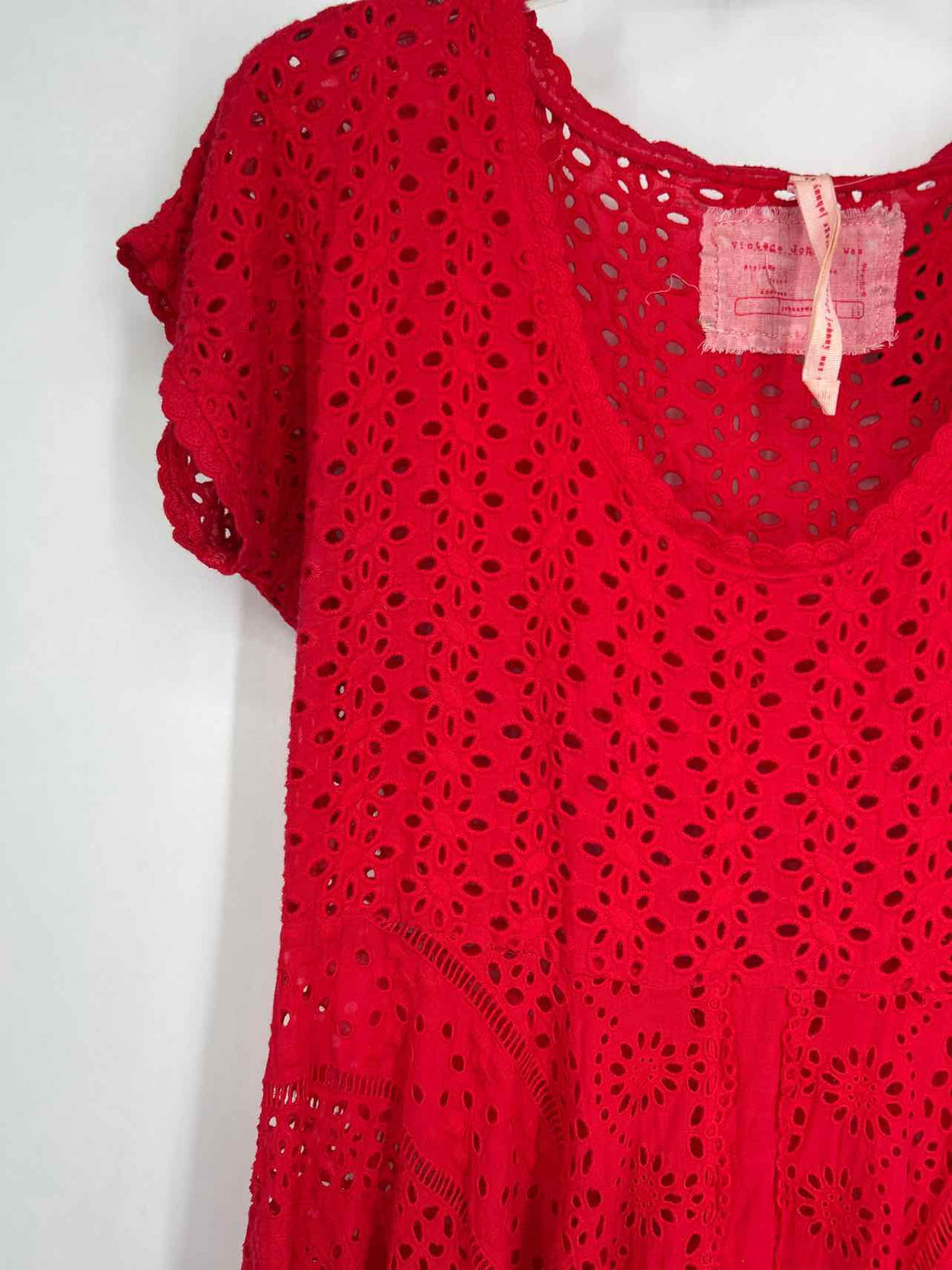 Johnny Was Vintage Size S Red Eyelet As Is Dress