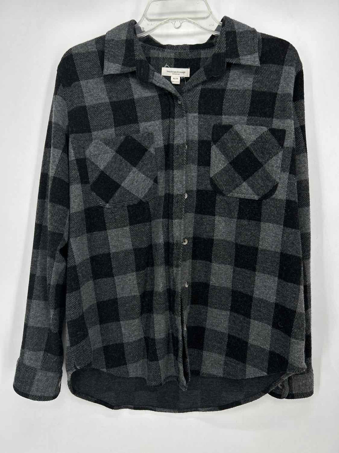 Beach Lunch Lounge Size M Gray & Black Plaid Shacket