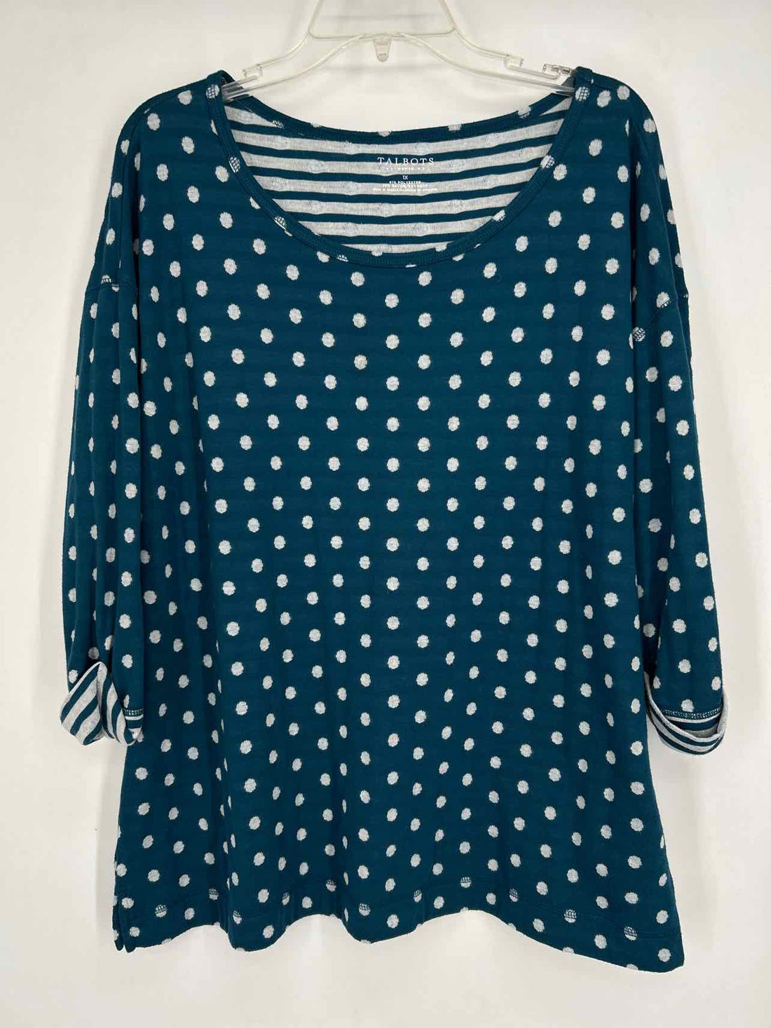 Talbots Size 1X Dark Blue & White Polkadot Sweater