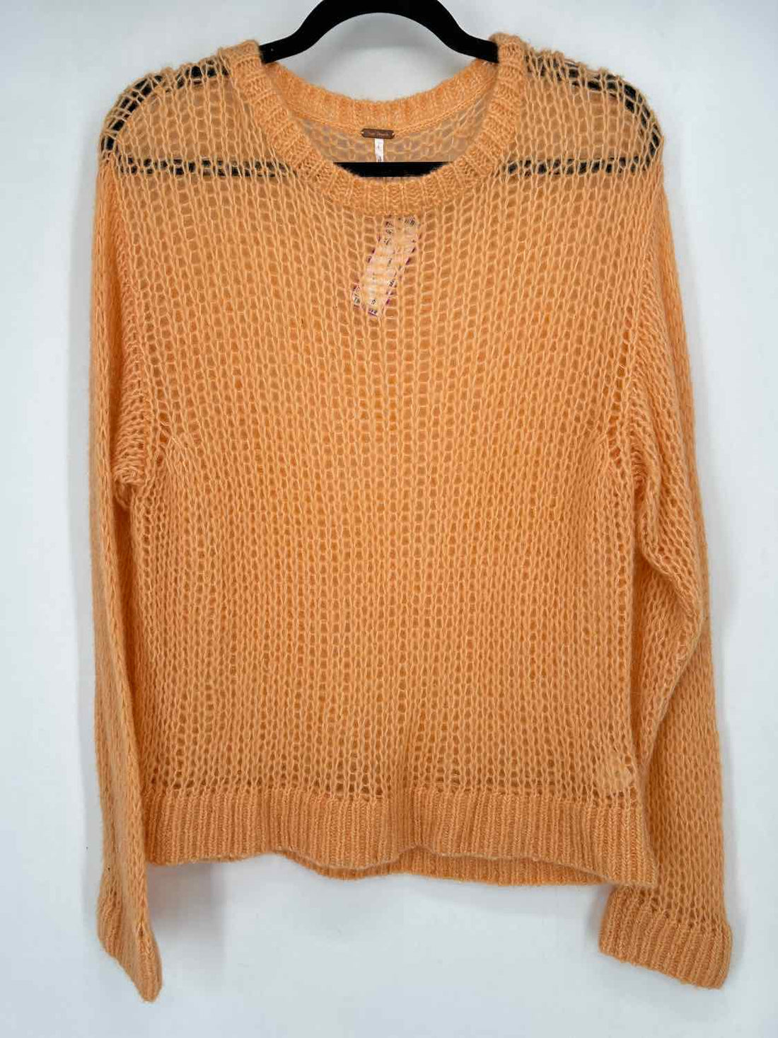 Free People Size M Orange Open Knit Sweater