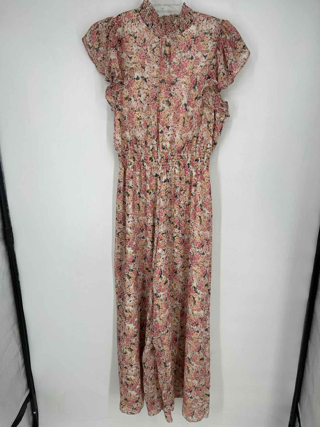 1 State Size XL Beige & pink floral Short Sleeve Dress