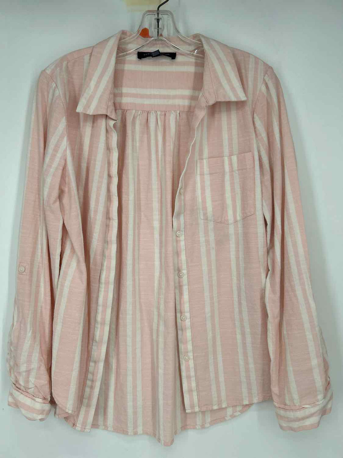 Tommy Hilfiger Size M Light Pink & White Striped Long Sleeve
