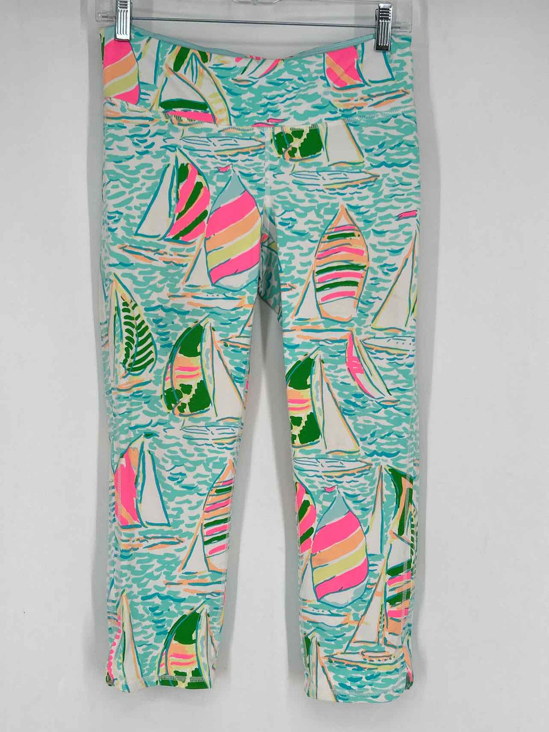 Lilly Pulitzer Size M White & Aqua Print Lilly Pulitzer Luxletic Leggings