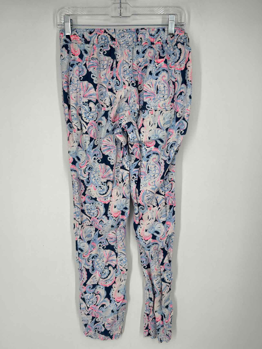 Lilly Pulitzer S Navy & Pink Print Linen Lilly Pulitzer Pants