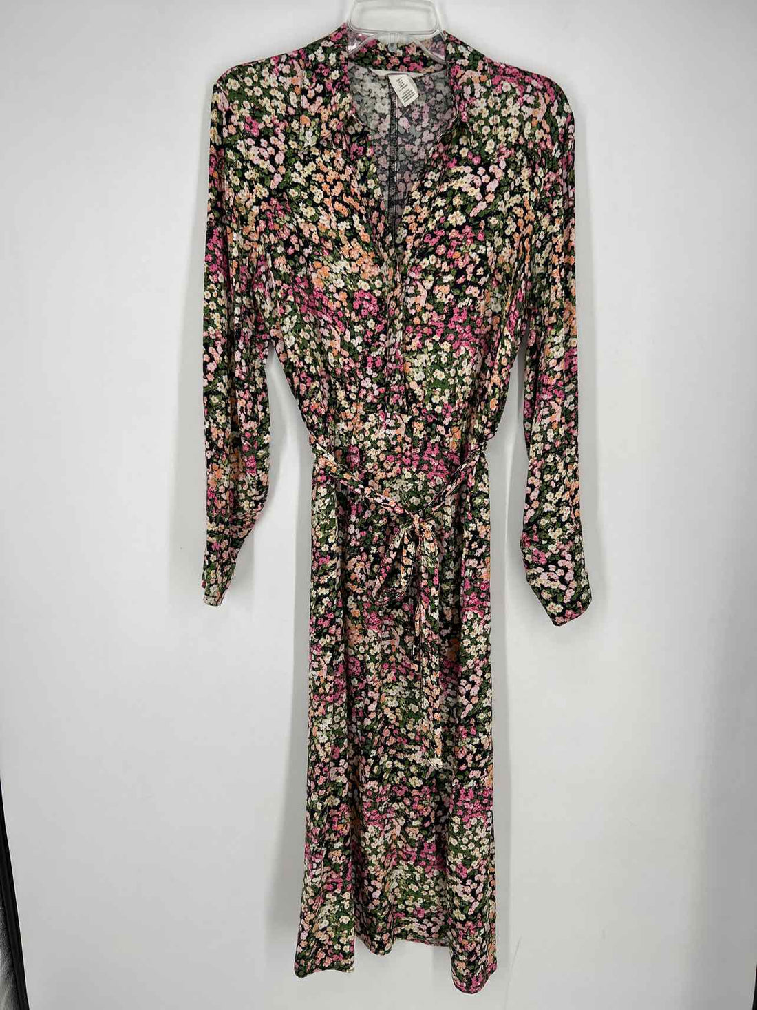 H&M Size M Black Floral Long Sleeve Dress