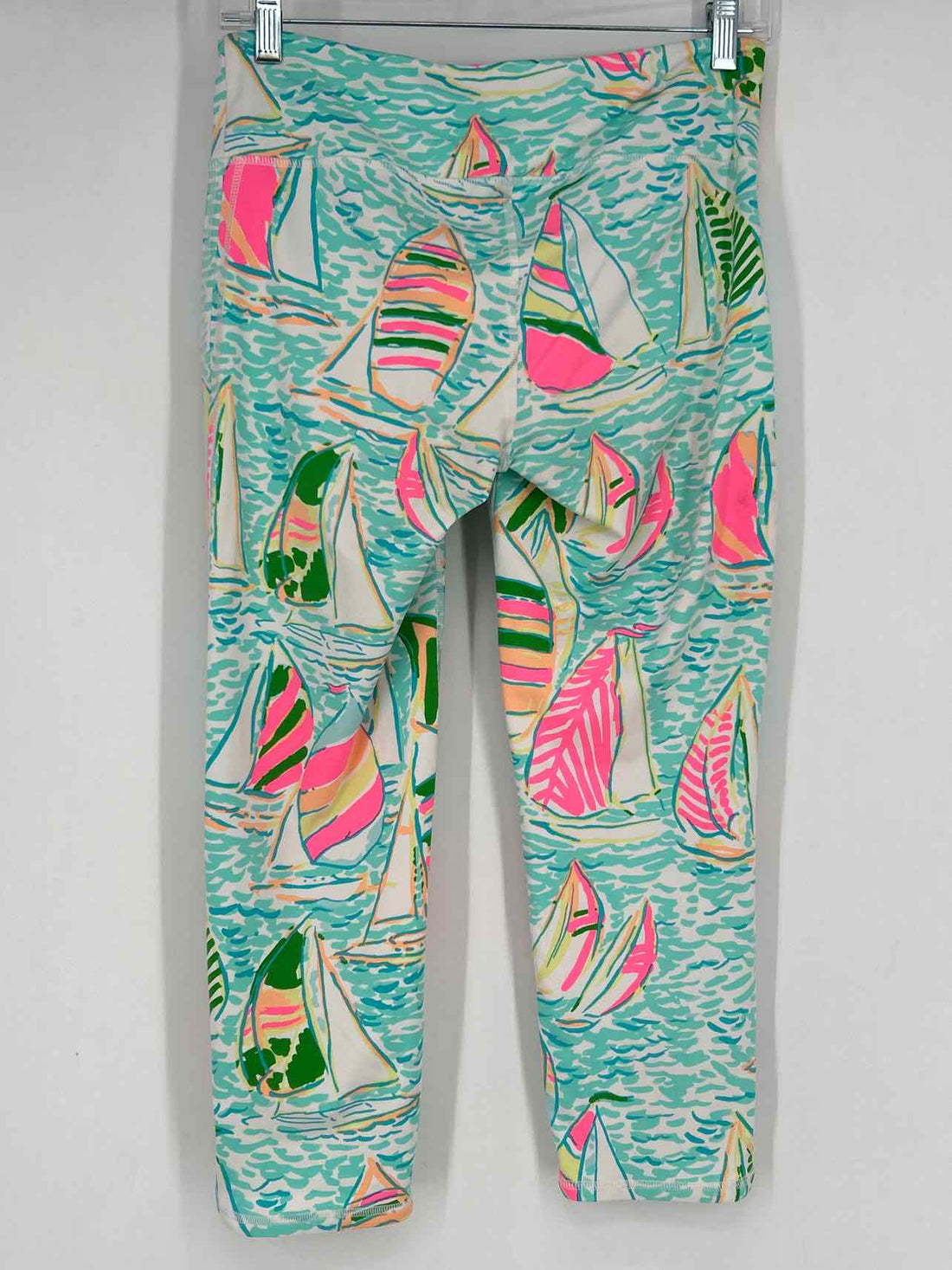 Lilly Pulitzer Size M White & Aqua Print Lilly Pulitzer Luxletic Leggings