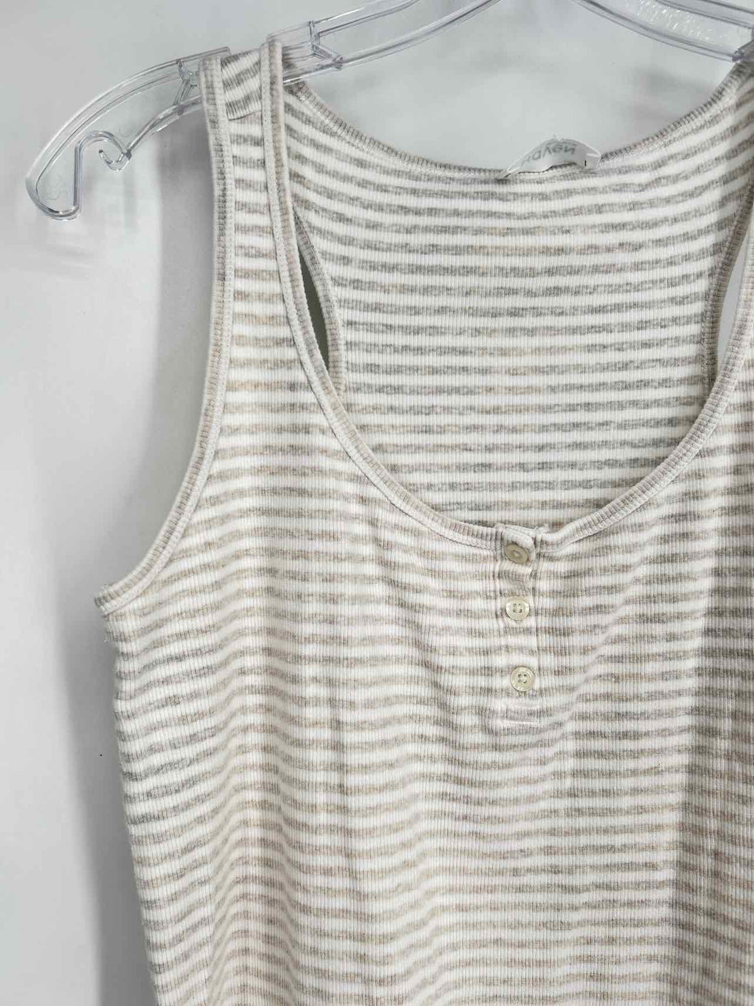 Haven Well Within Size M White Striped Cotton Sleeveless
