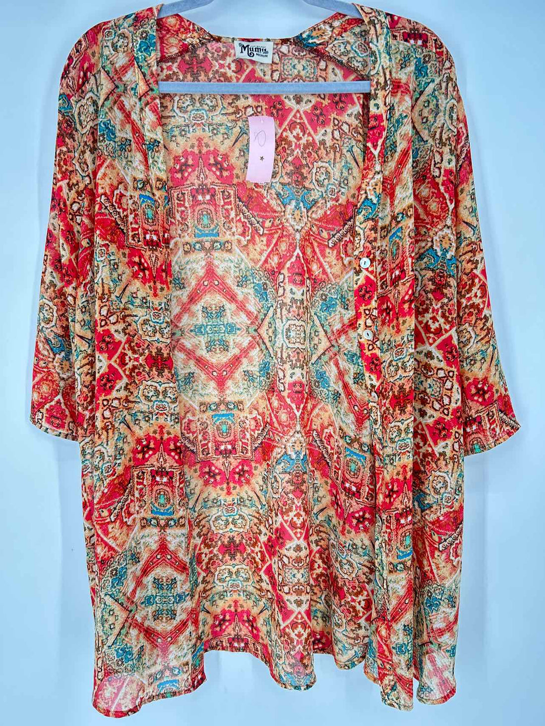 Show Me Your Mumu Size M Orange & Red Print Kimono