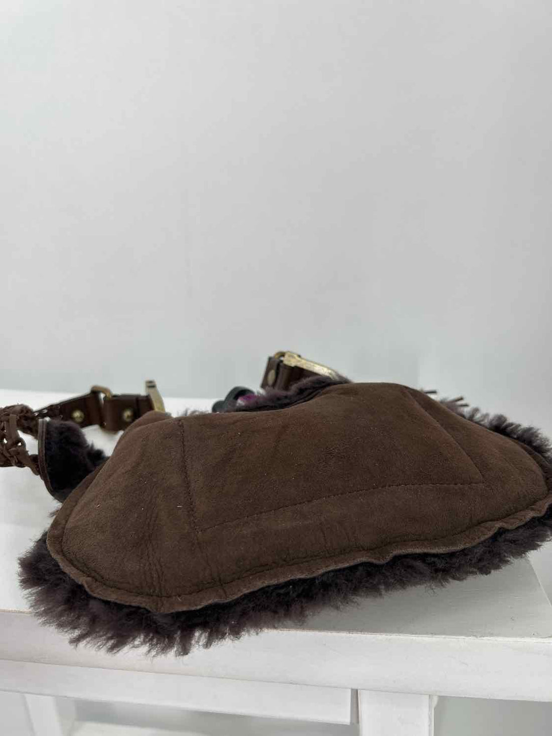 Ugg Brown Suede & sherpa Shoulder