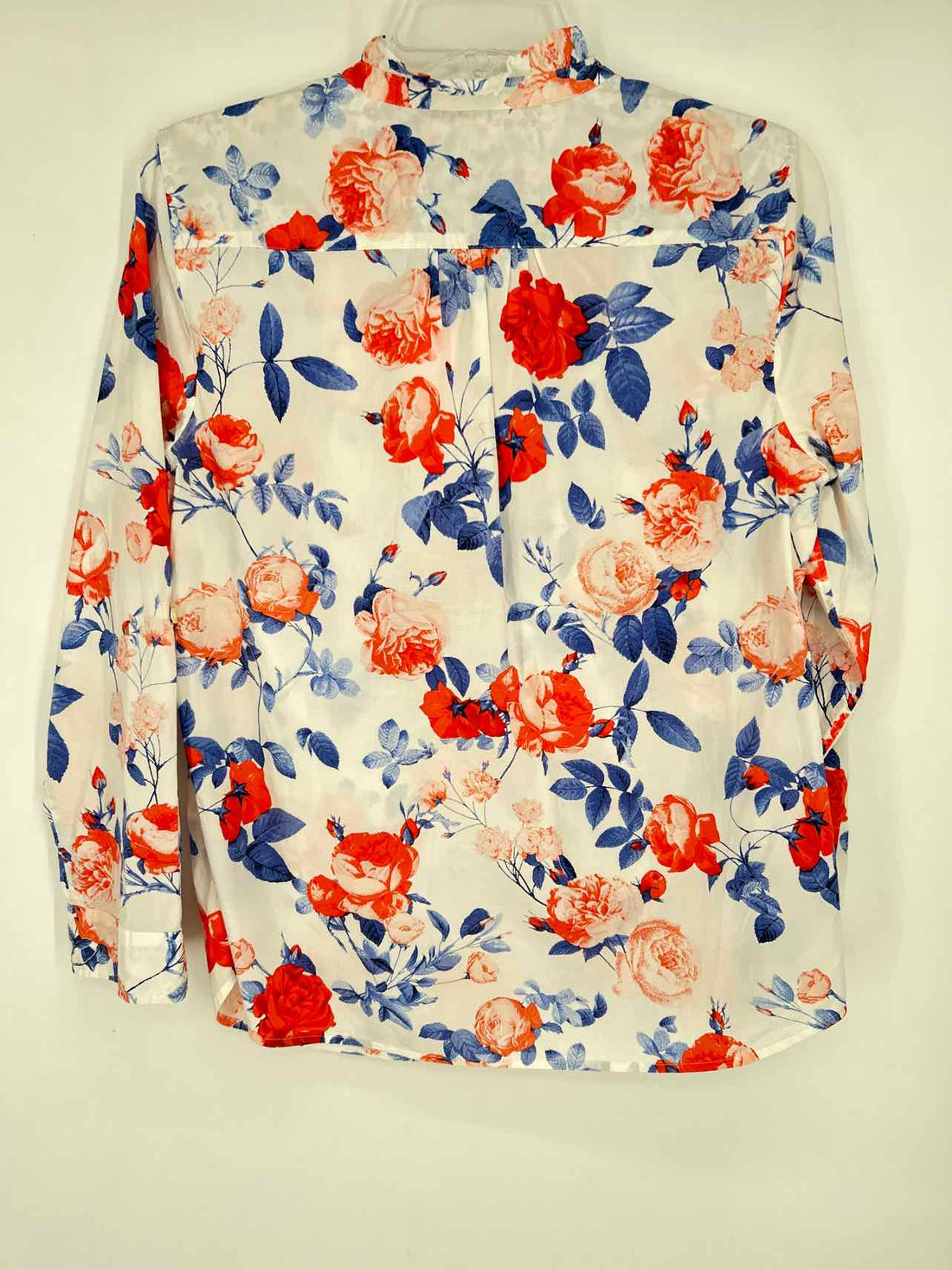 Talbots Size MP White & Blue Floral Long Sleeve