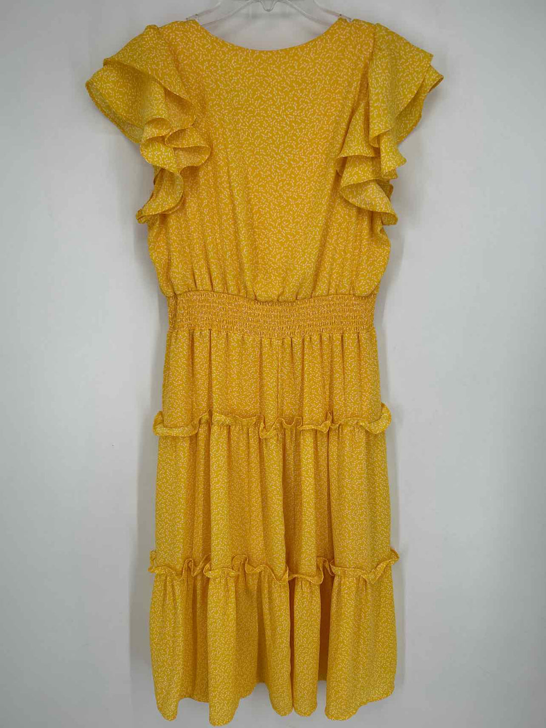 Jessica Simpson Size L Yellow Print Short Sleeve Dress