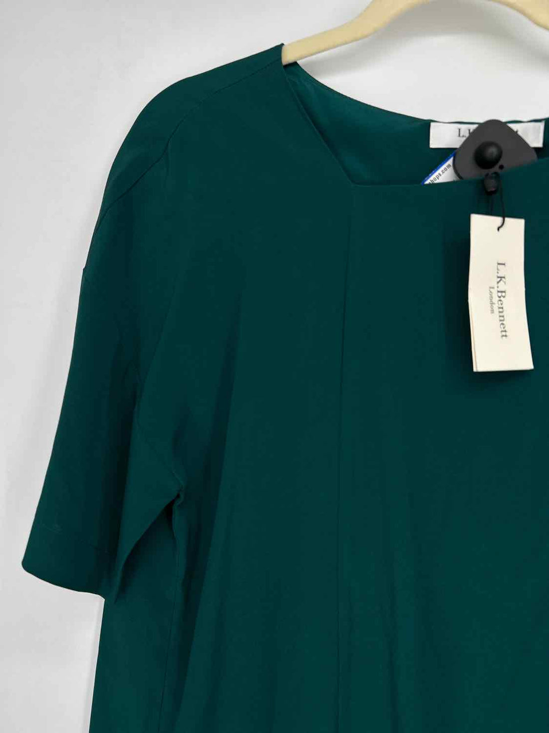 LK Bennett London Size 14 Dark Green Silk Short Sleeve