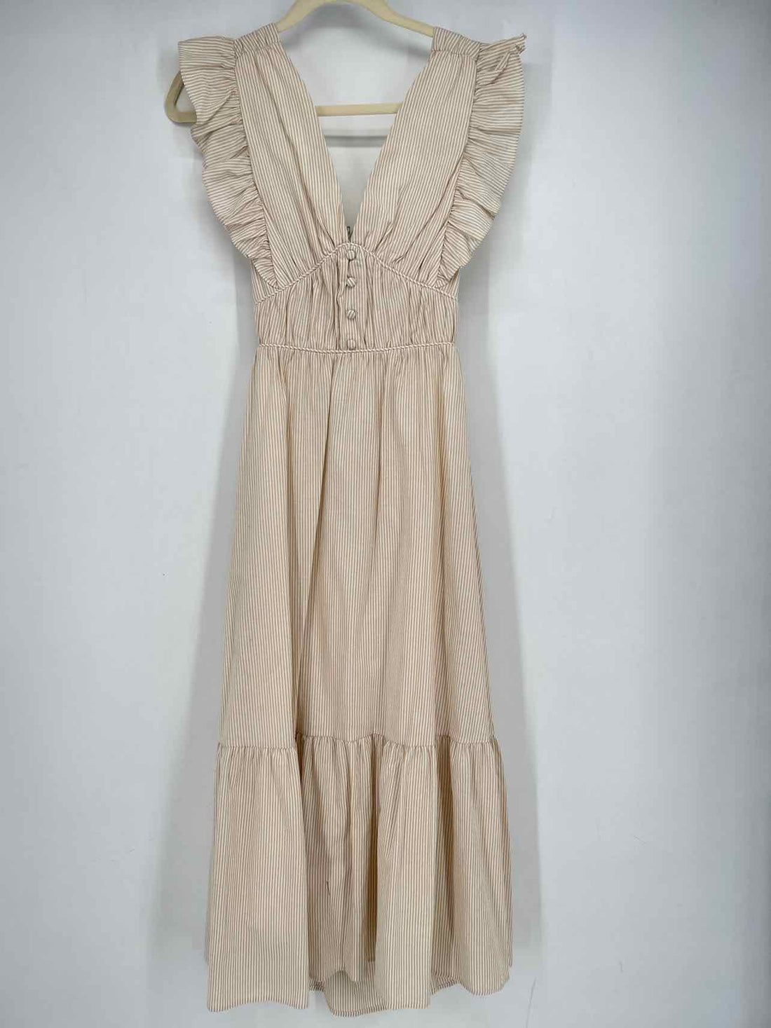 Allie Rose Size S Tan & White Striped NWT Dress a