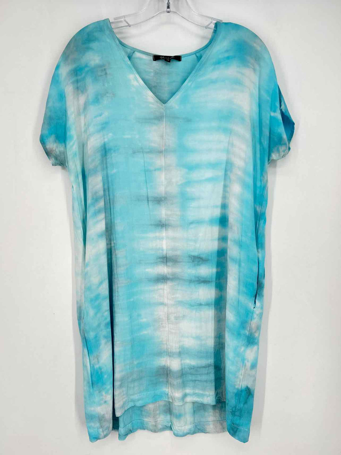 Yanak Size M Blue Tie Dye Short Sleeve Dress