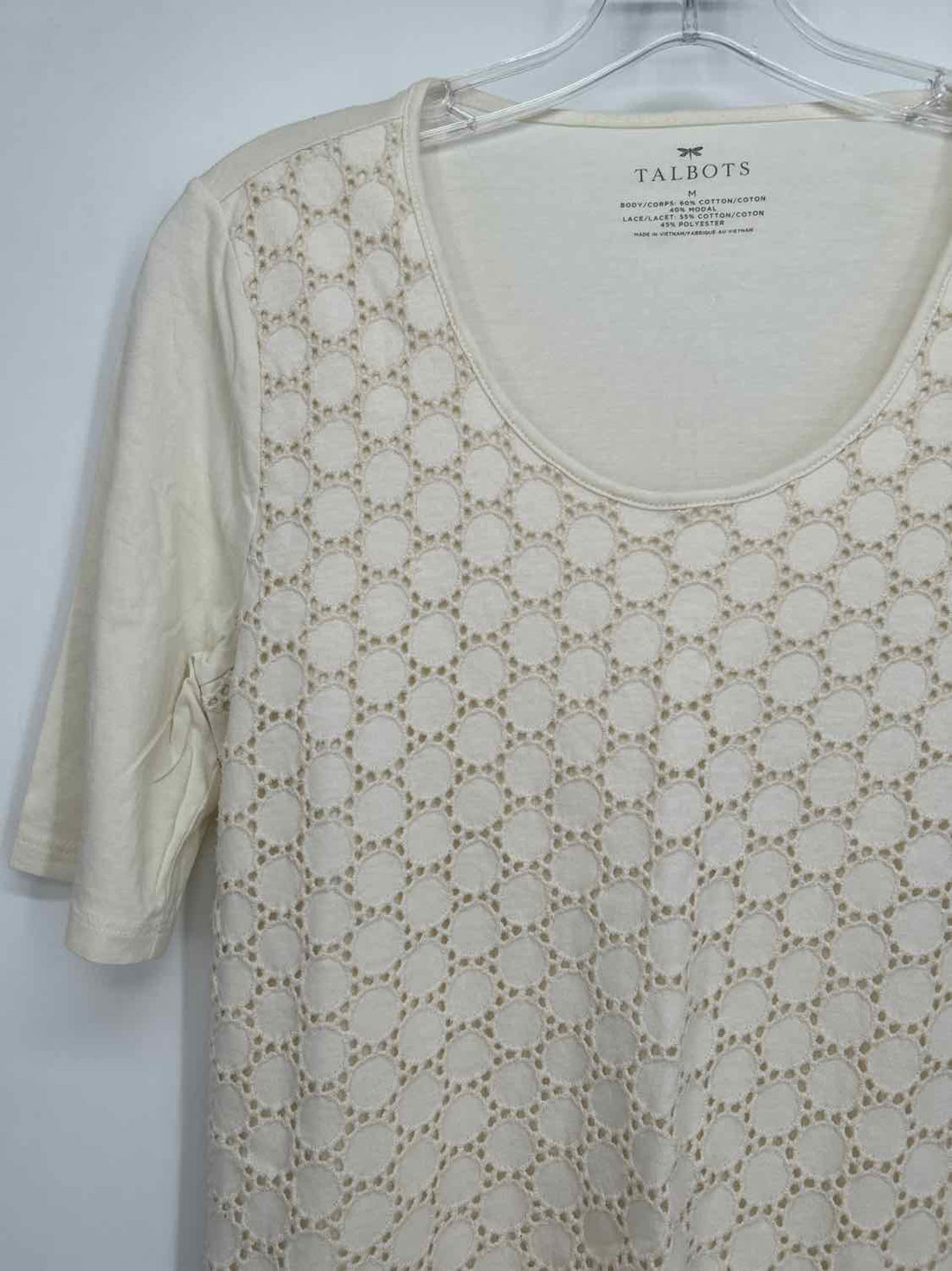 Talbots Size M Ivory Short Sleeve