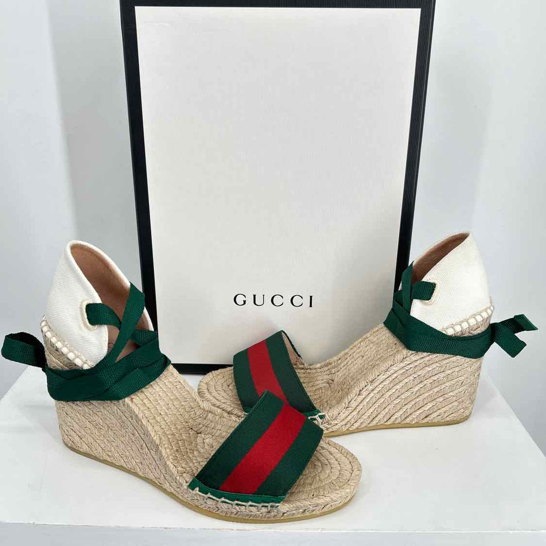 Gucci Lilibeth Women Size 38 Green & Red Pre Owned Espadrilles LUXURY