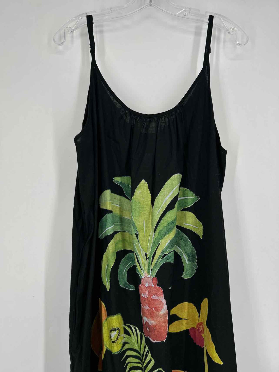 Never Fully Dressed Size 18 Black Print Cotton/Linen Sleeveless Dress